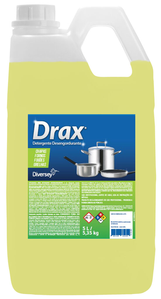 DRAX DETERGENTE DESENGORDURANTE 5L - DETERGENTE DESENGORDURANTE PARA LIMPEZA DE CHAPAS, FORNOS, FOGÕES E GRELHAS
